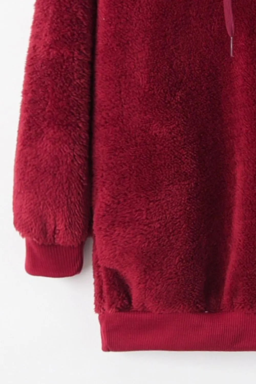 Full Size Quarter - Zip Drawstring Teddy Hoodie - Bela Fils BoutiqueBela Fils Boutique